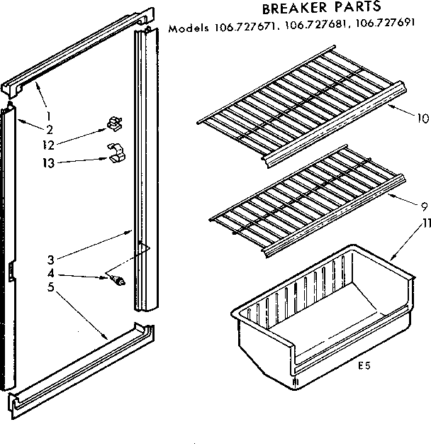 Kenmore 106727691 breaker parts diagram