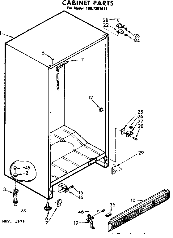 Kenmore 1067281611 cabinet parts diagram