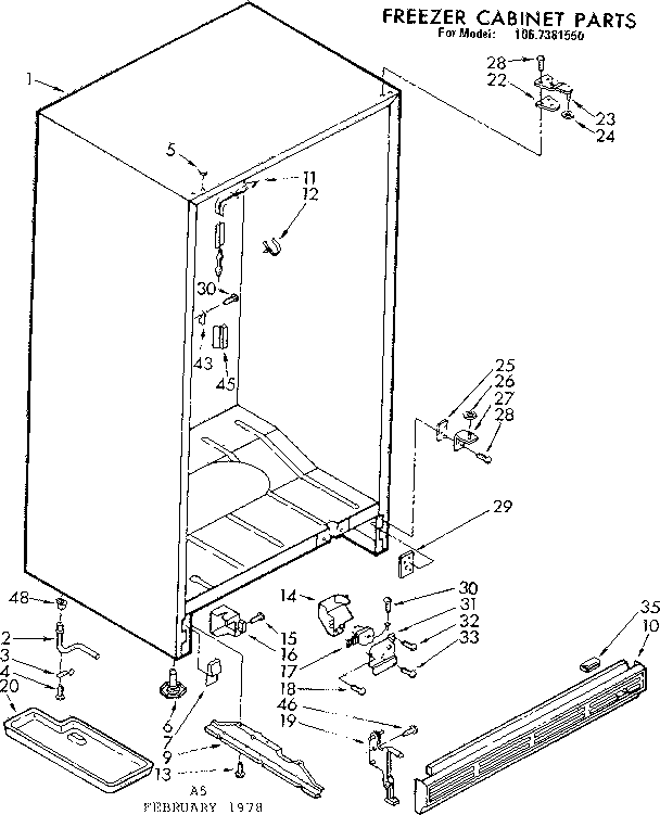 Kenmore 1067381550 freezer cabinet parts diagram