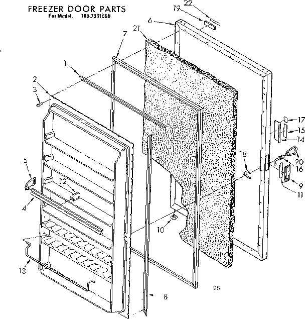 Kenmore 1067381550 freezer door parts diagram