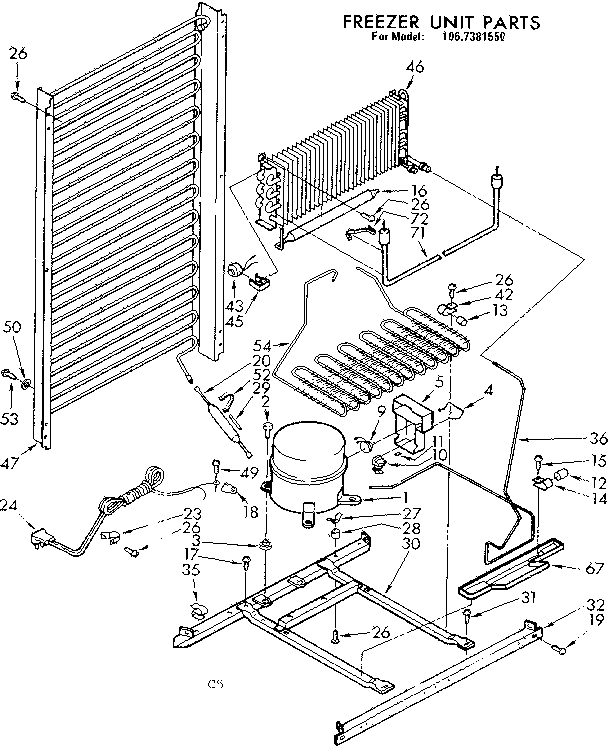 Kenmore 1067381550 freezer unit parts diagram