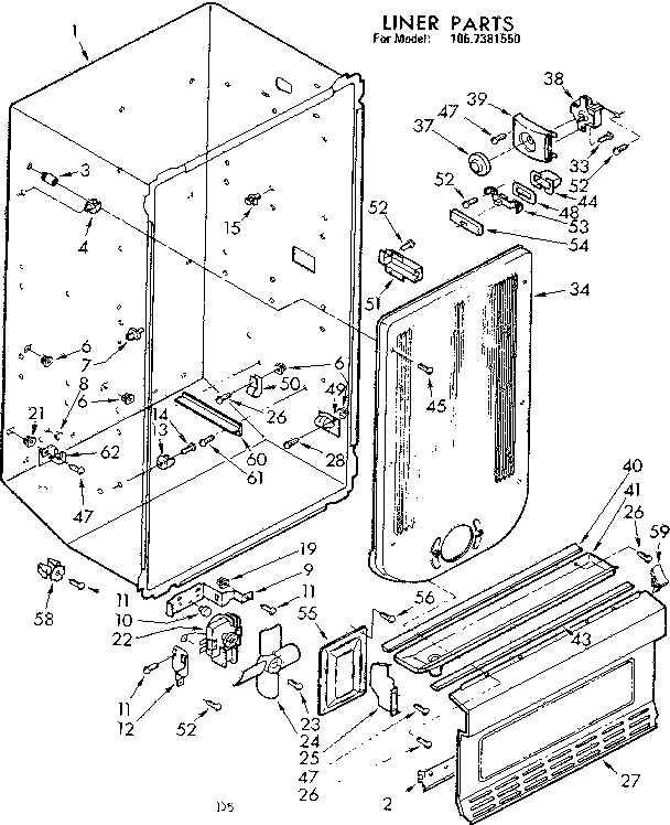Kenmore 1067381550 liner parts diagram