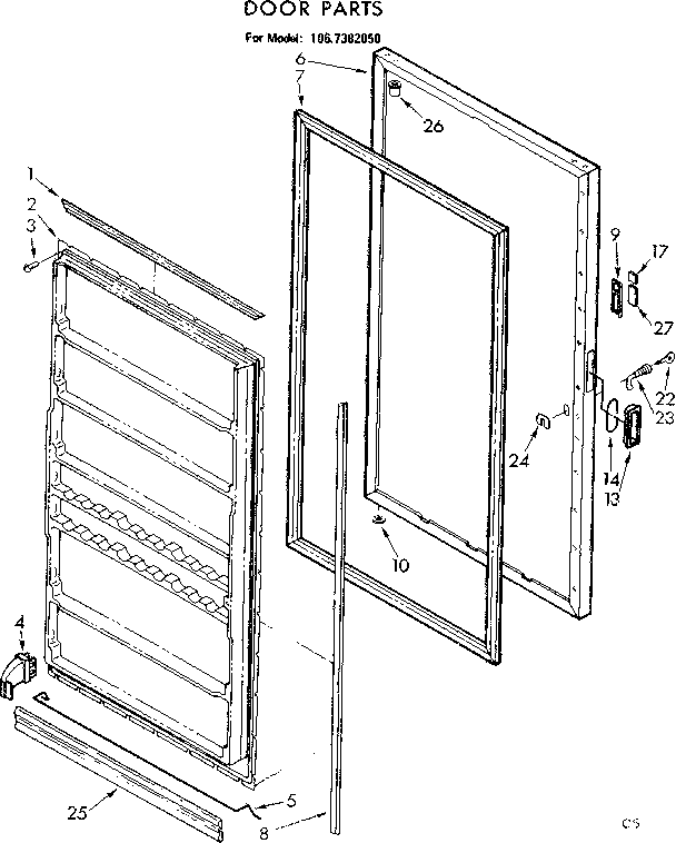 Kenmore 1067382050 door parts diagram