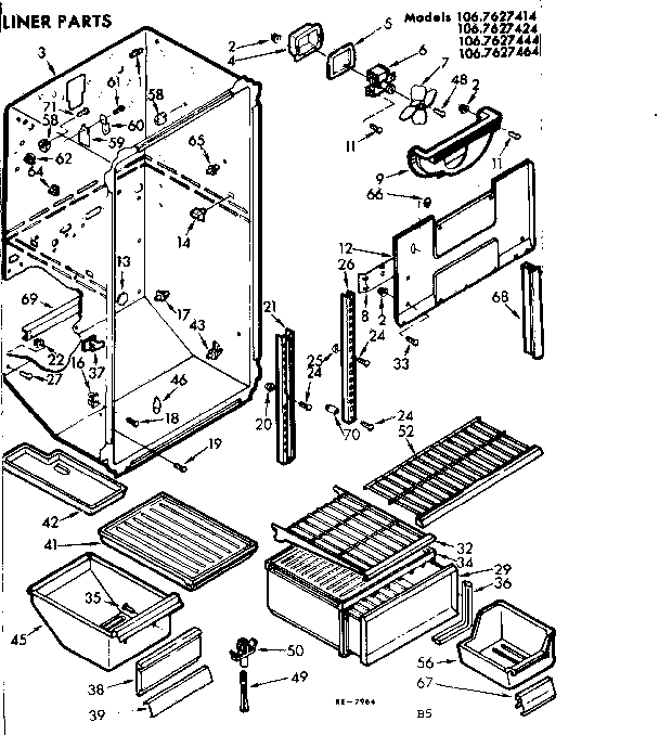 Kenmore 1067627444 liner parts diagram