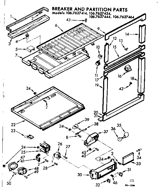 Kenmore 1067627444 breaker and partition parts diagram