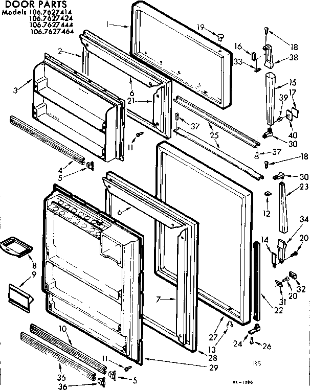 Kenmore 1067627444 door parts diagram