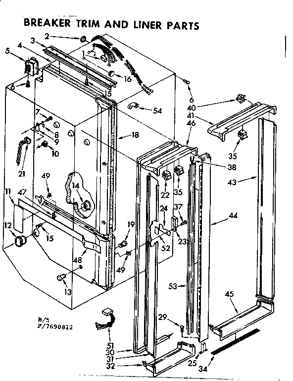 Kenmore 1067690812 breaker trim and liner parts diagram