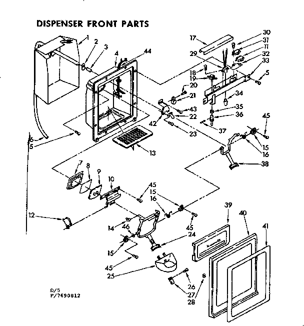 Kenmore 1067690812 dispenser front parts diagram