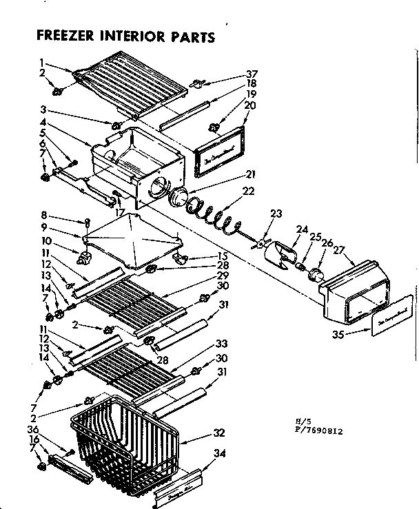 Kenmore 1067690812 freezer interior parts diagram