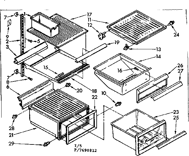 Kenmore 1067690812 refrigerator interior parts diagram