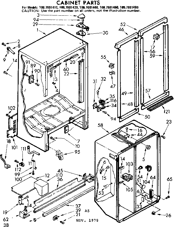 Kenmore 1067691480 cabinet parts diagram