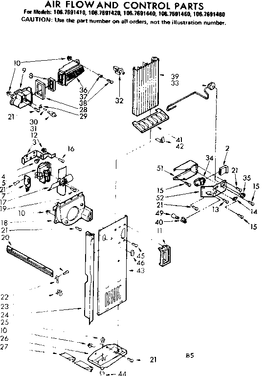 Kenmore 1067691480 air flow and control parts diagram