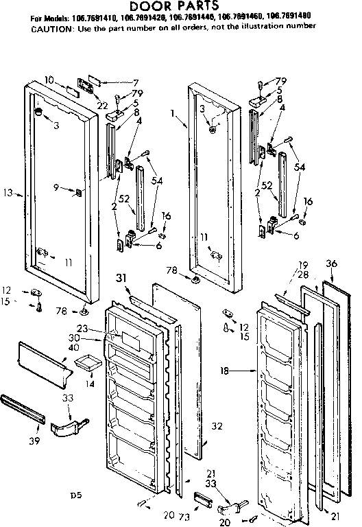 Kenmore 1067691480 door parts diagram
