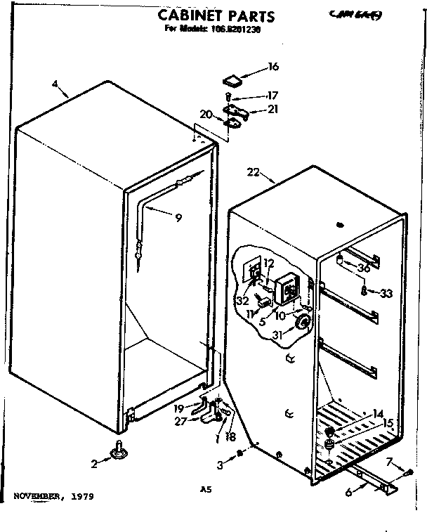 Kenmore 1068201230 cabinet parts diagram