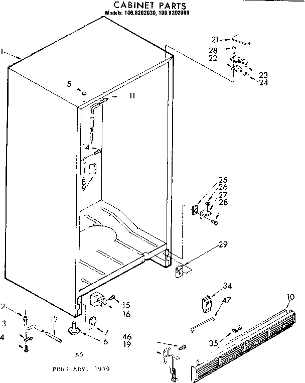 Kenmore 1068202030 cabinet parts diagram