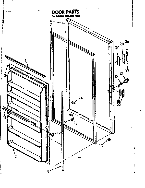 Kenmore 1068211651 door parts diagram