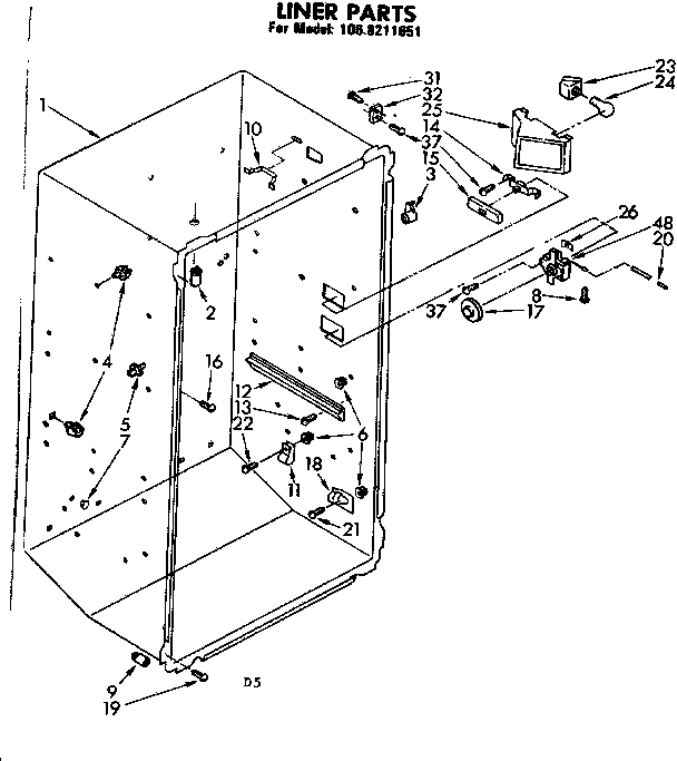 Kenmore 1068211651 liner parts diagram
