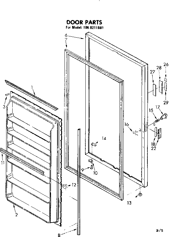Kenmore 1068211681 door parts diagram