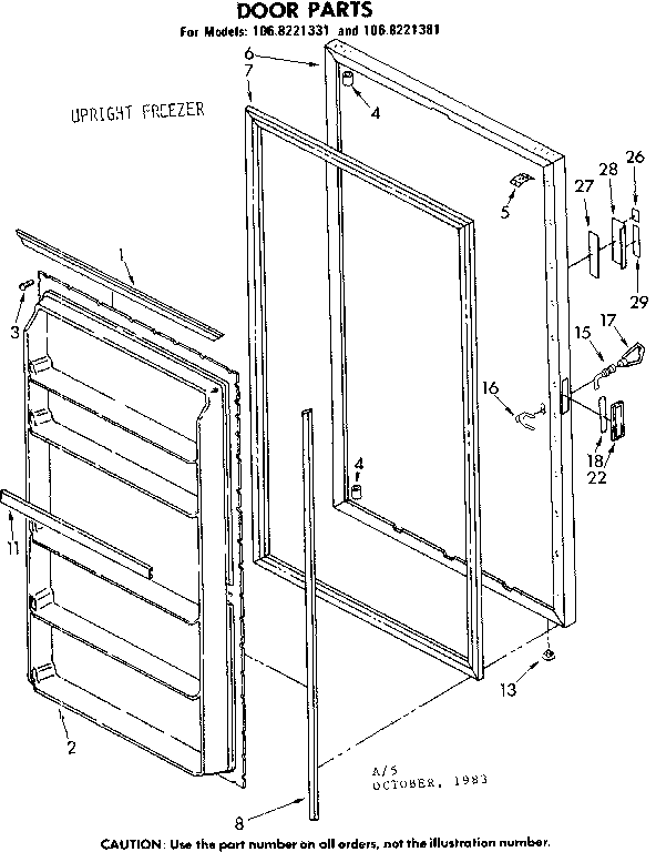 Kenmore 1068221381 door parts diagram