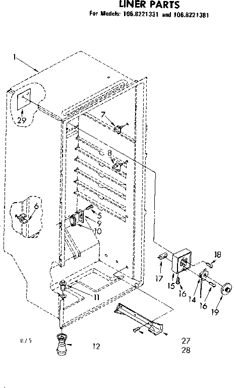Kenmore 1068221381 liner parts diagram