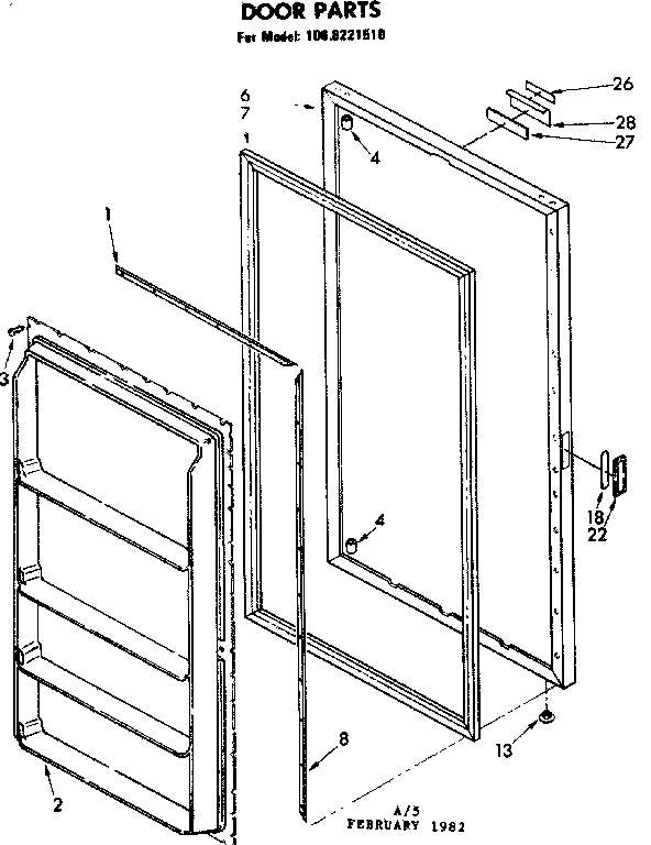 Kenmore 1068221510 door parts diagram