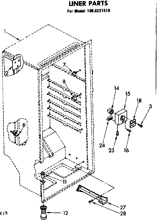 Kenmore 1068221510 liner parts diagram