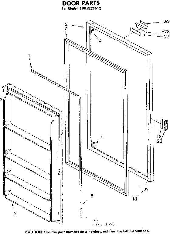 Kenmore 1068221512 door parts diagram