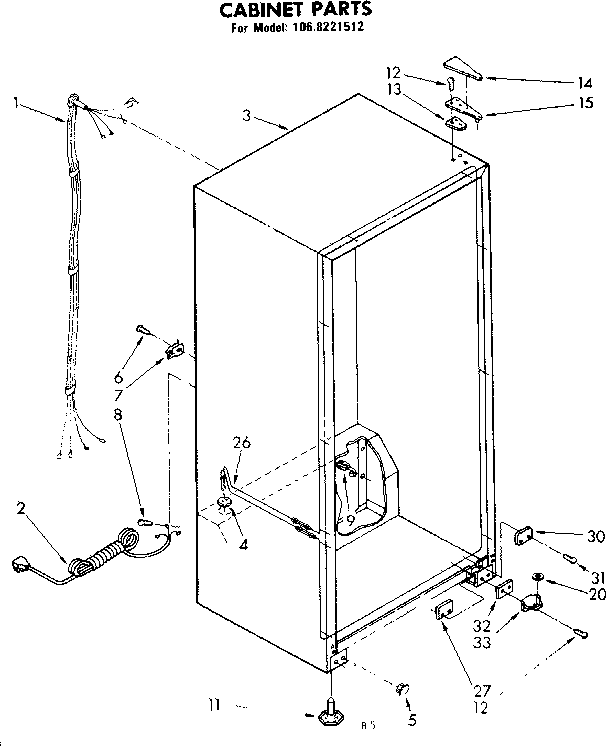 Kenmore 1068221512 cabinet parts diagram