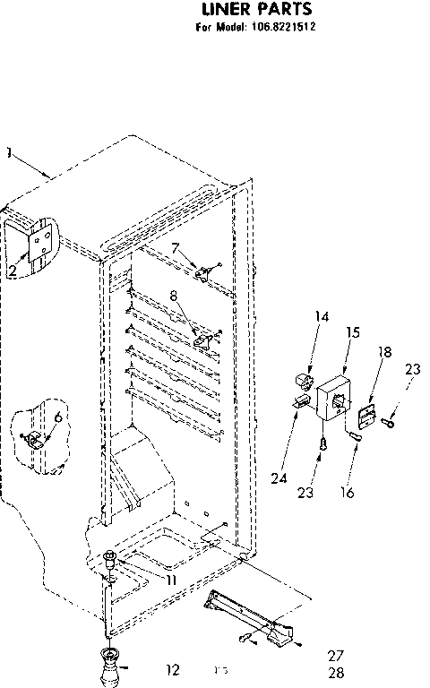 Kenmore 1068221512 liner parts diagram