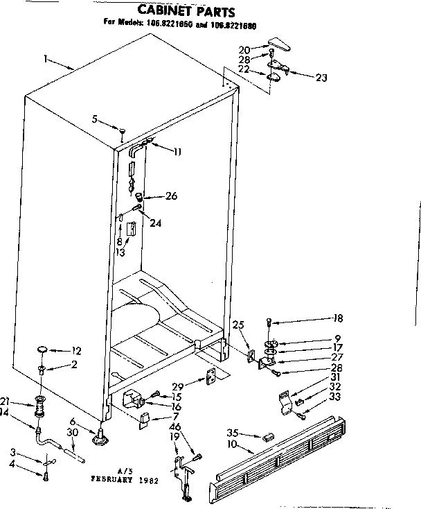 Kenmore 1068221650 cabinet parts diagram