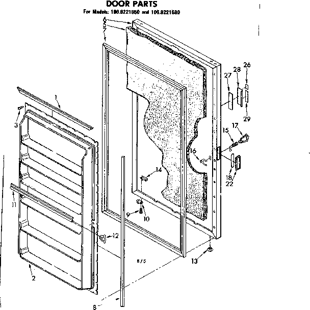 Kenmore 1068221650 door parts diagram
