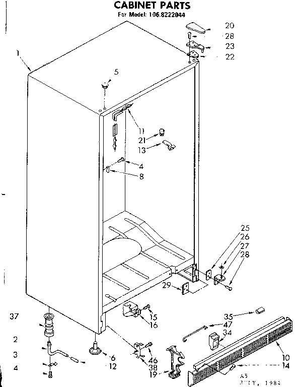 Kenmore 1068222044 cabinet parts diagram