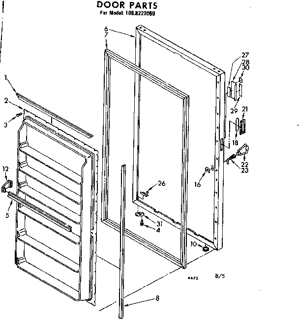 Kenmore 1068222050 door parts diagram
