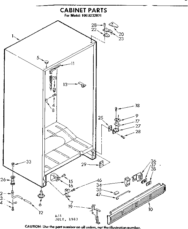 Kenmore 1068232071 cabinet parts diagram