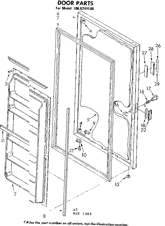 Kenmore 1068241580 door parts diagram