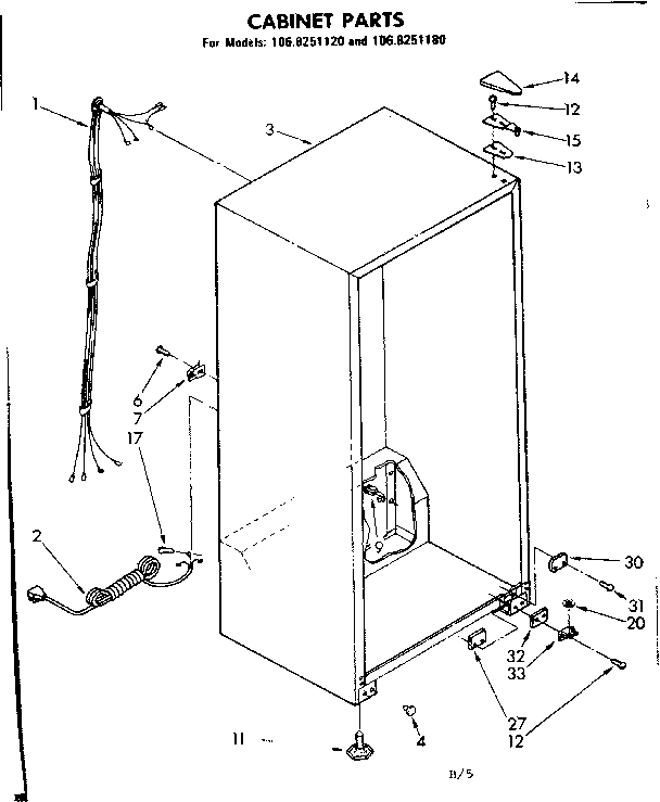 Kenmore 1068251180 cabinet parts diagram