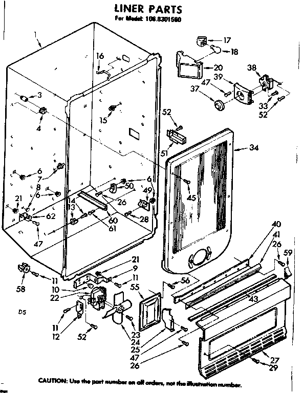 Kenmore 1068301560 liner parts diagram