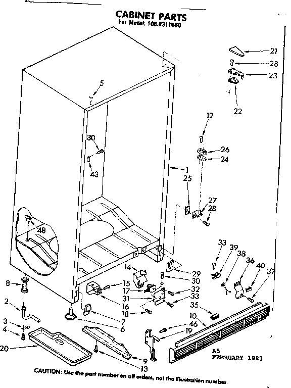 Kenmore 1068311660 cabinet parts diagram
