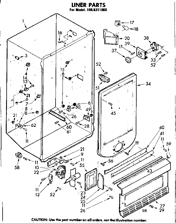 Kenmore 1068311660 liner parts diagram