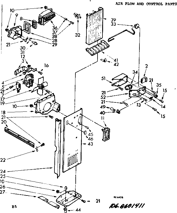 Kenmore 1068601481 air flow and control parts diagram