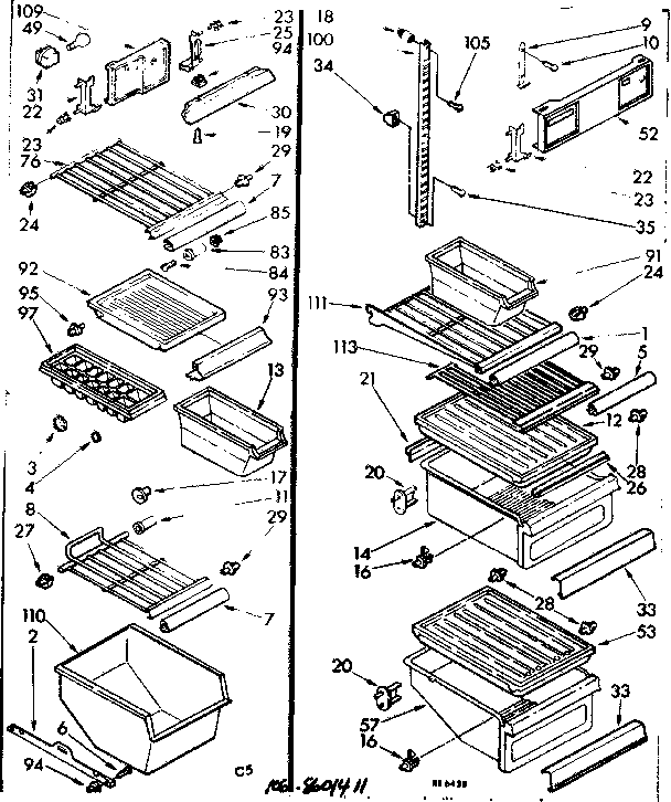 Kenmore 1068601481 liner parts diagram