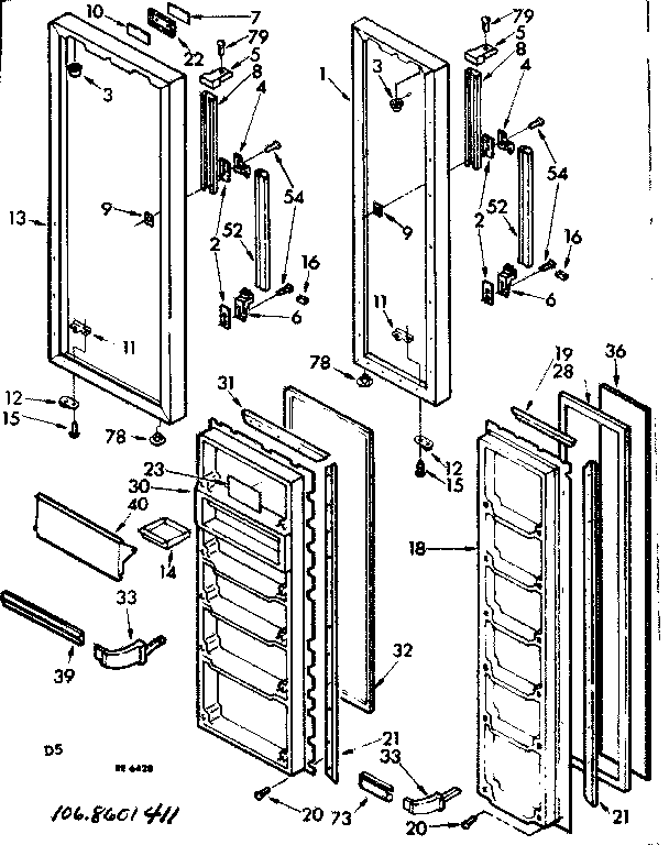 Kenmore 1068601481 door parts diagram