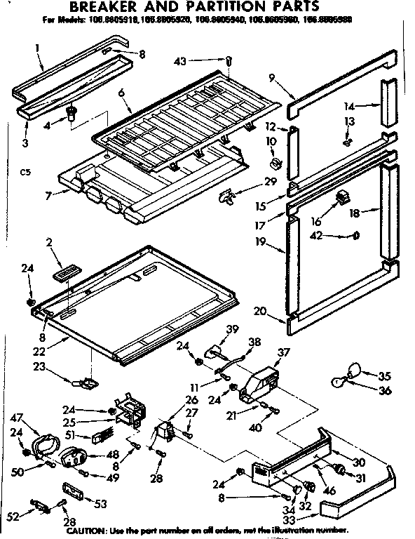 Kenmore 1068605920 breaker and partition parts diagram