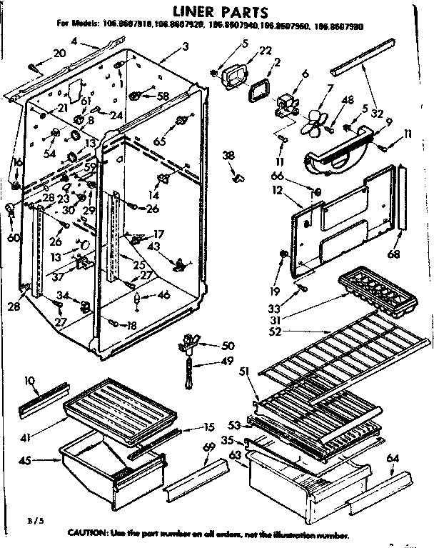Kenmore 1068607940 liner parts diagram