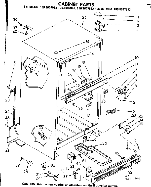 Kenmore 1068607943 cabinet parts diagram