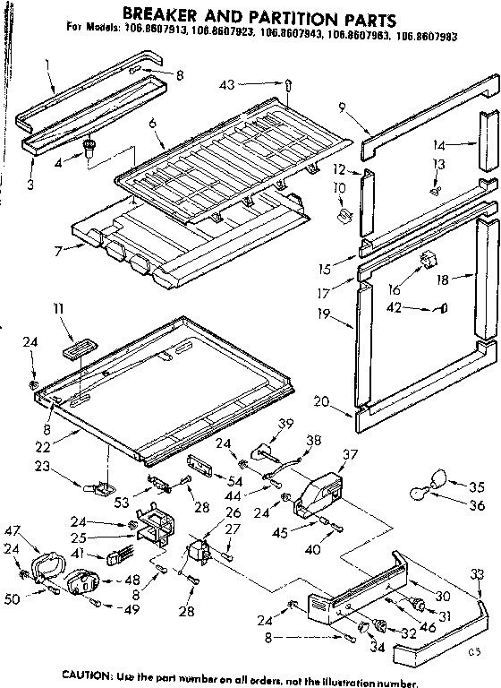 Kenmore 1068607943 breaker & partition parts diagram