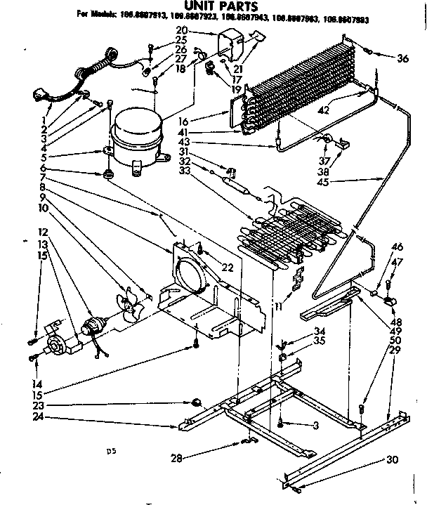 Kenmore 1068607943 unit parts diagram