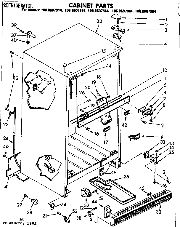 Kenmore 1068607944 cabinet parts diagram