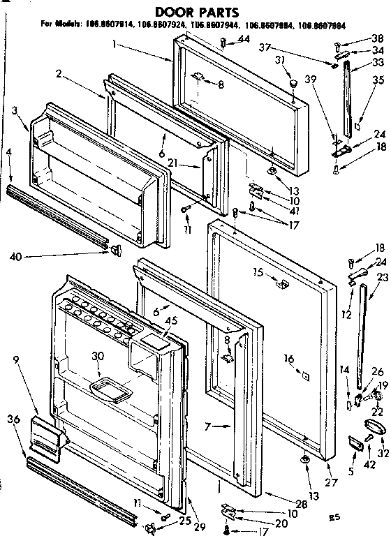 Kenmore 1068607944 door parts diagram
