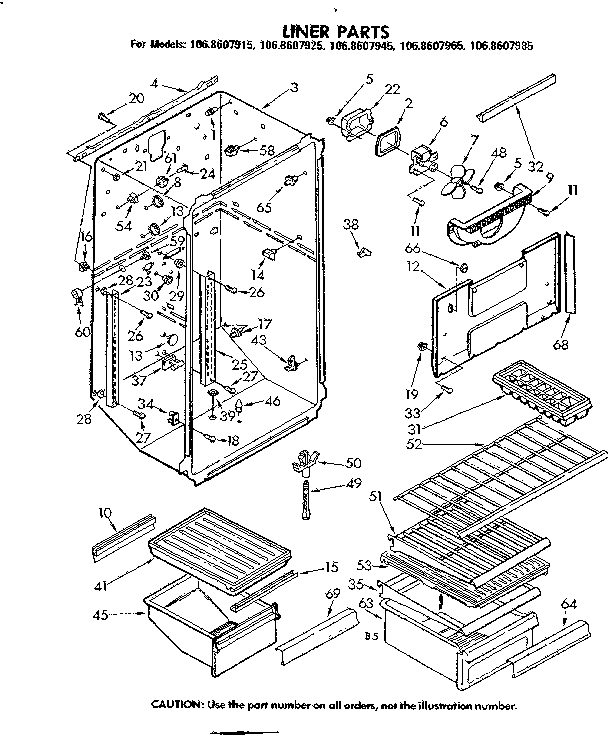 Kenmore 1068607985 liner parts diagram